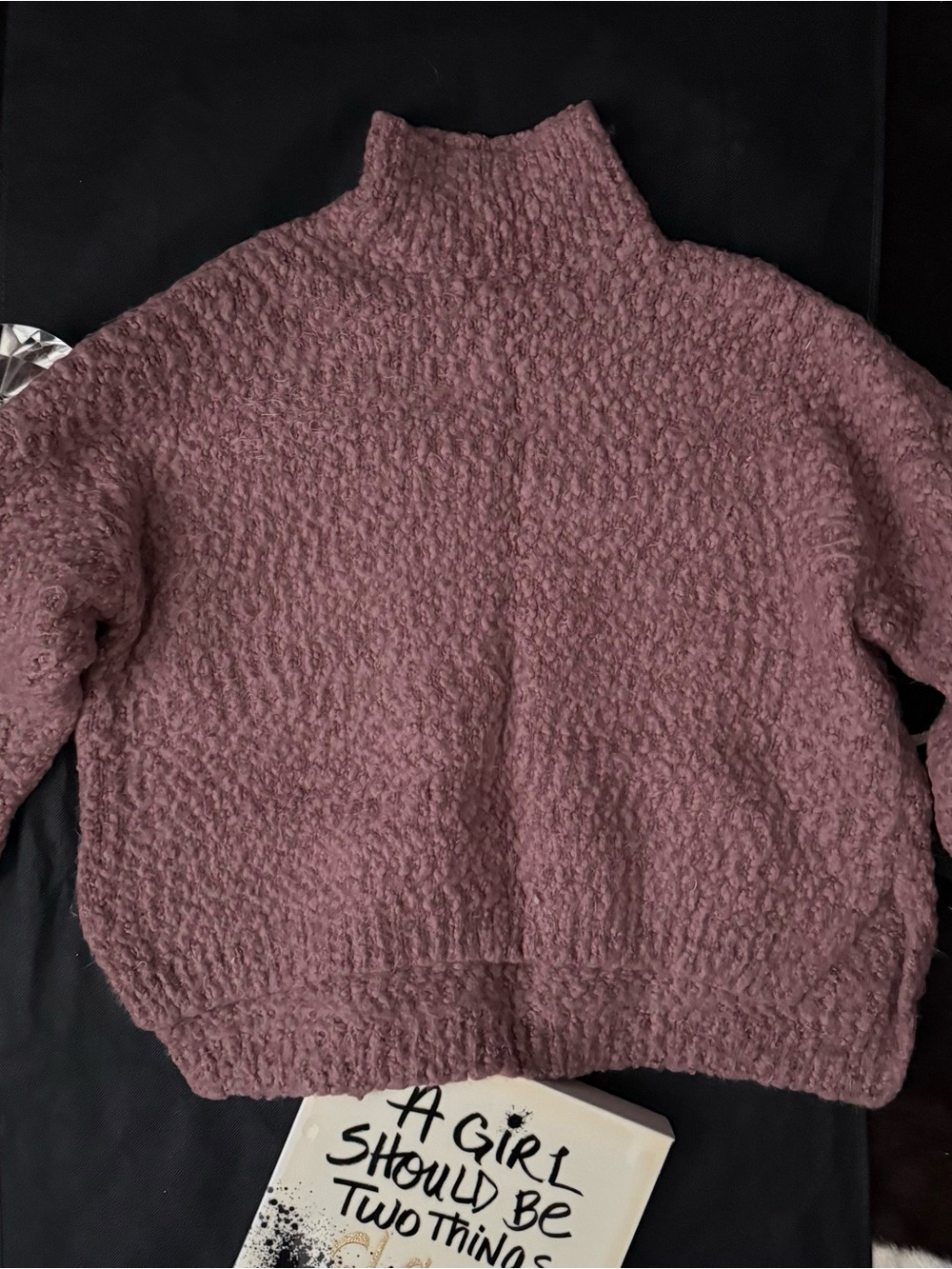 American Threads Mauve Textured Mock Neck Sweater